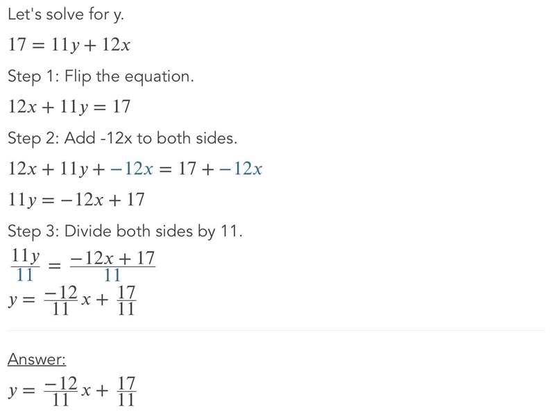 17=11y+12x in slope intercept form please explain-example-2