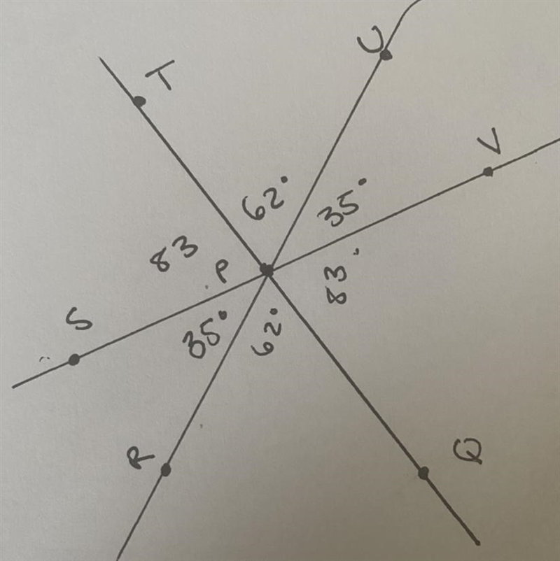 Three lines intersect at point , as shown in the diagram below. Find the measure of-example-1