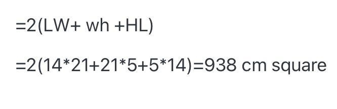 What is the surface area of a rectangular prism with the Length being 14cm, the Width-example-1