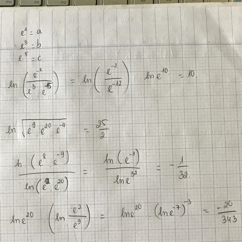 If In a = 2, In b = 3, and Inc = 5, evaluate the following: (a) In (b) In V63c4a-2 (c-example-1