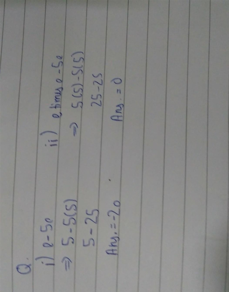 Evaluate e times e -5e when e=5-example-1