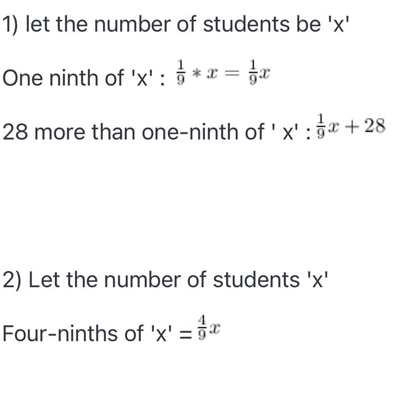 ANSWER ASAP what is 28 more than on-ninth of the students as an expression? What's-example-1