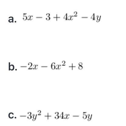 Copy and simplify the following expressions by combining like terms.-example-1