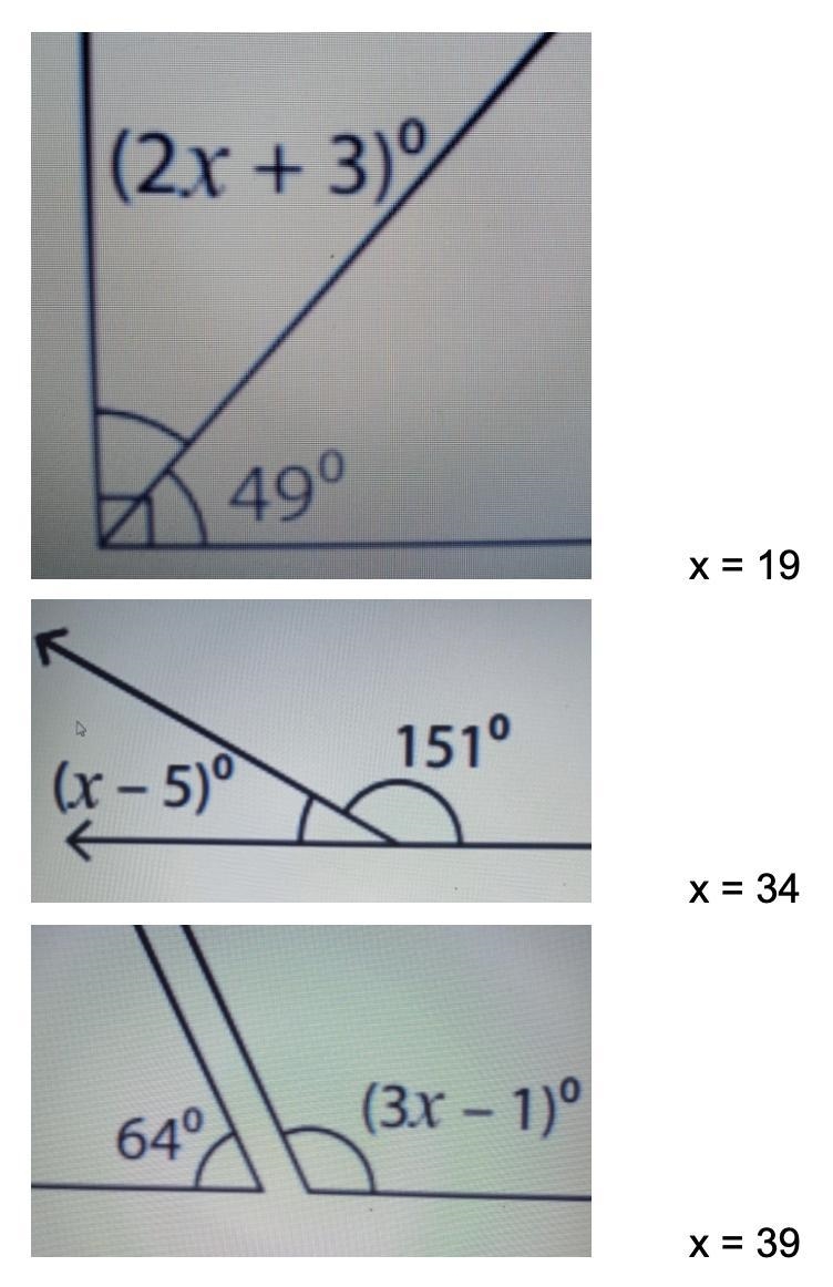 Write and solve an equation to find the value of the X I'm going to post three pictures-example-1