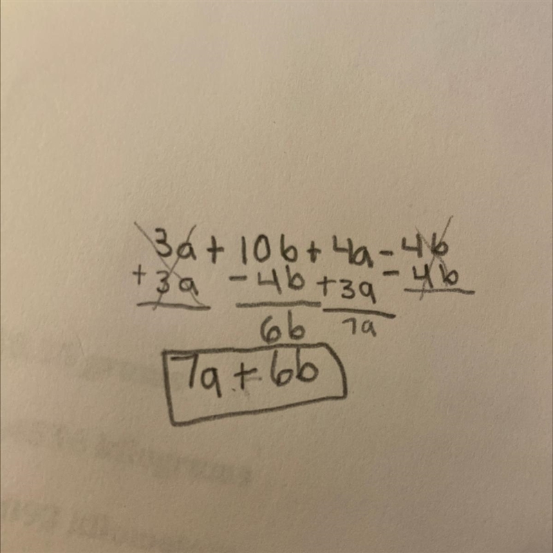 PLEASE HELP ASAP! Simplify. Please show your work. 3a+10b+4a-4b-example-1