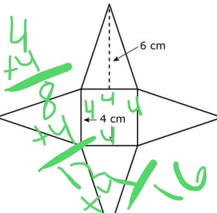 Find the area of the square pyramid represented by this net.-example-1