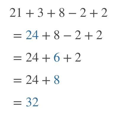 Does anybody know this? Can you also show how you got the answer? Thanks! :) 21 + 3 + (8 -2 +2)-example-1