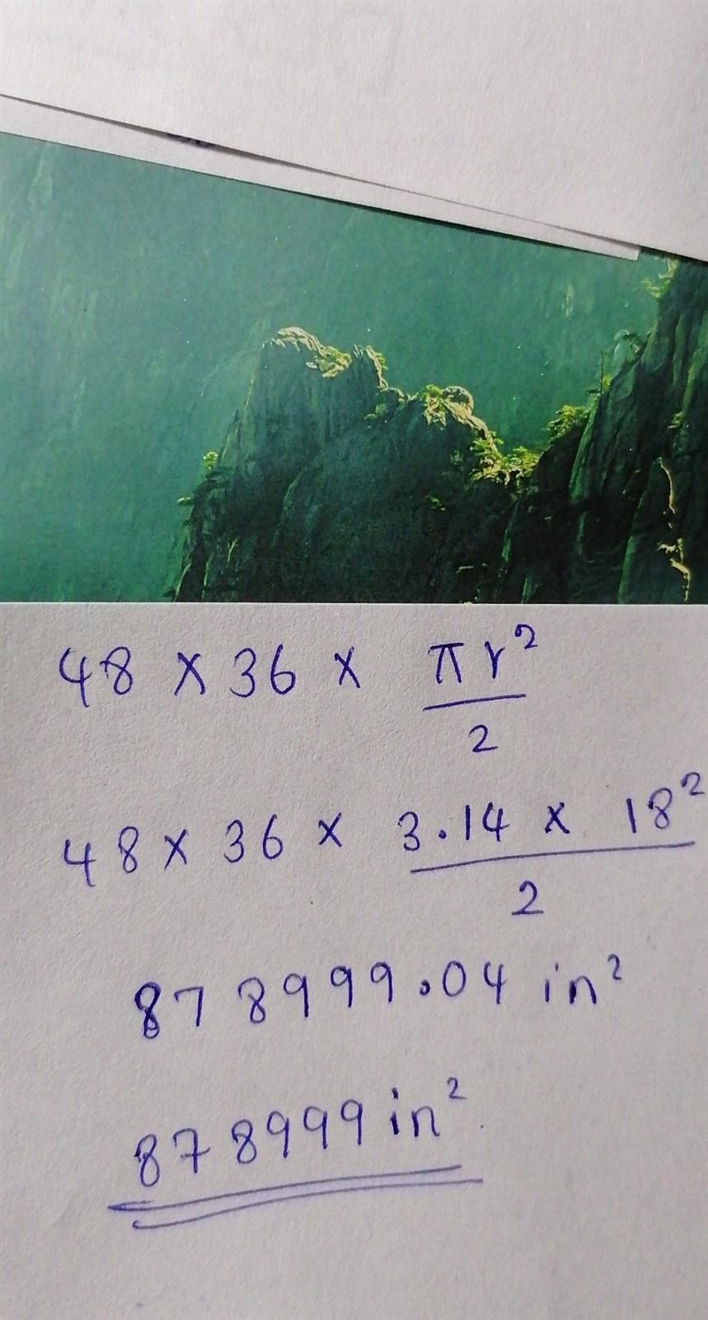 What is the area of the window shown? Use 3.14 for pi. Round your answer to the nearest-example-1