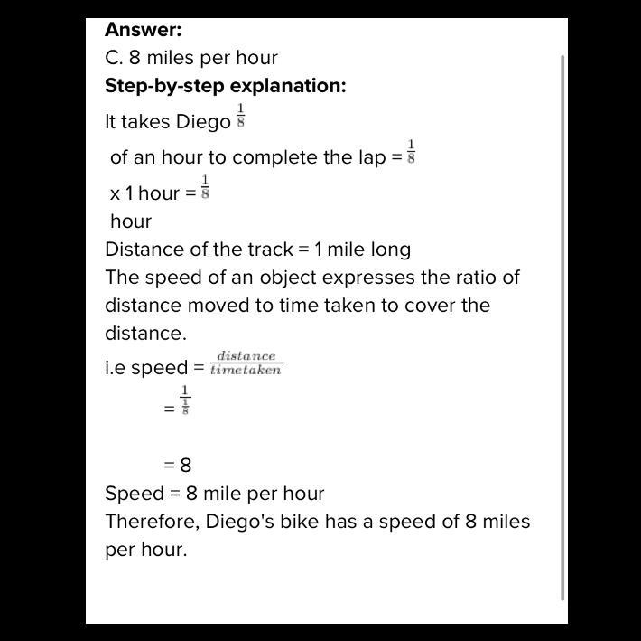 PLEASE HELP!!! It takes Diego 124 of an hour to complete a lap on a circular bike-example-1