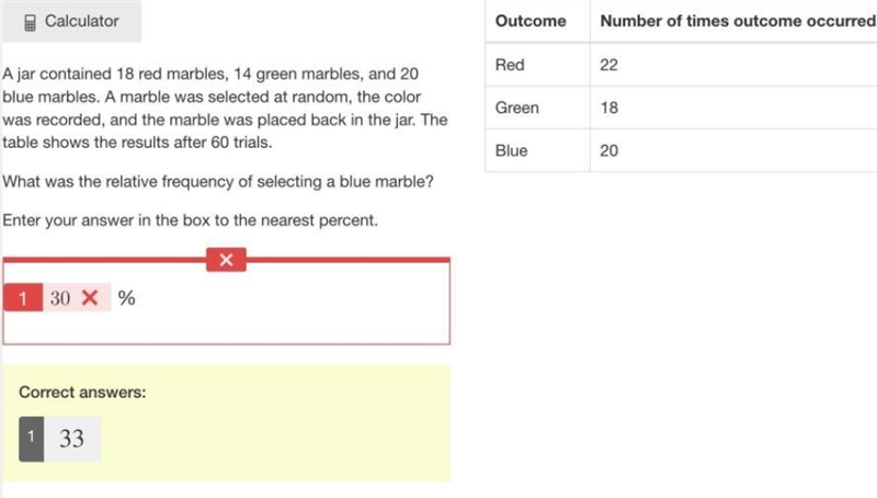 A jar contained 18 red marbles, 14 green marbles, and 20 blue marbles. A marble was-example-1