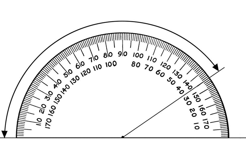 Explain how to draw an angle that measures 145° using a protractor.-example-1