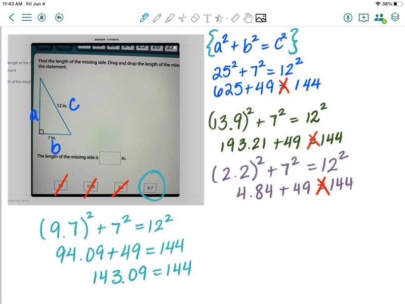 Find the length of the missing side Drag and drop the length of the missing side into-example-1