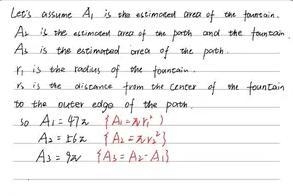 Select the correct answer from each drop-down menu. The diagram shows a round fountain-example-2