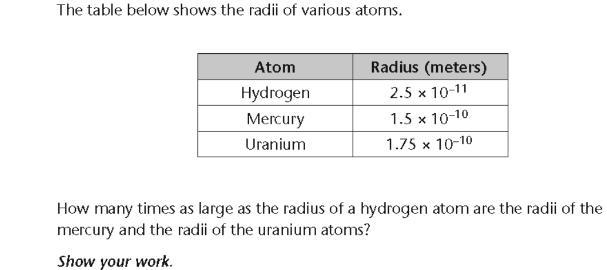 ASSAPPP 90 POINTS How many times as large as the radius of a hydrogen atom are the-example-1