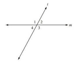 Line is intersected by line , as shown in the diagram below. Based on the diagram-example-1