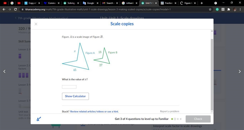 Figure A is a scale image of Figure B. whas the value of x?-example-1