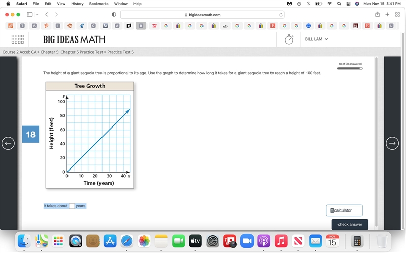 The height of a giant sequoia tree is proportional to its age. Use the graph to determine-example-1