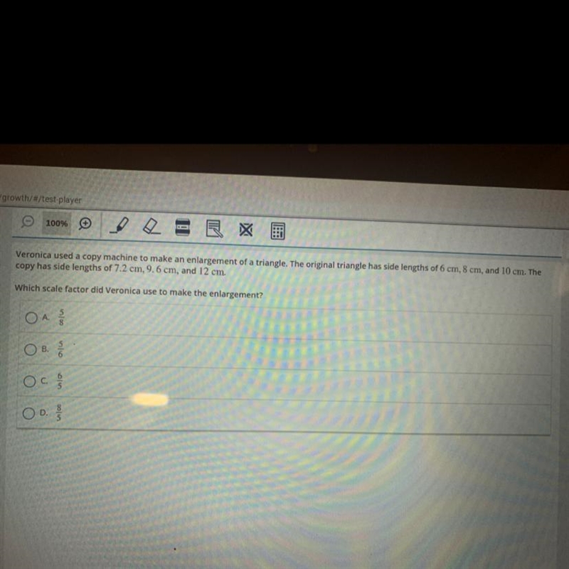 Veronica used a copy machine to make an entargement of a triangle. The original triangle-example-1