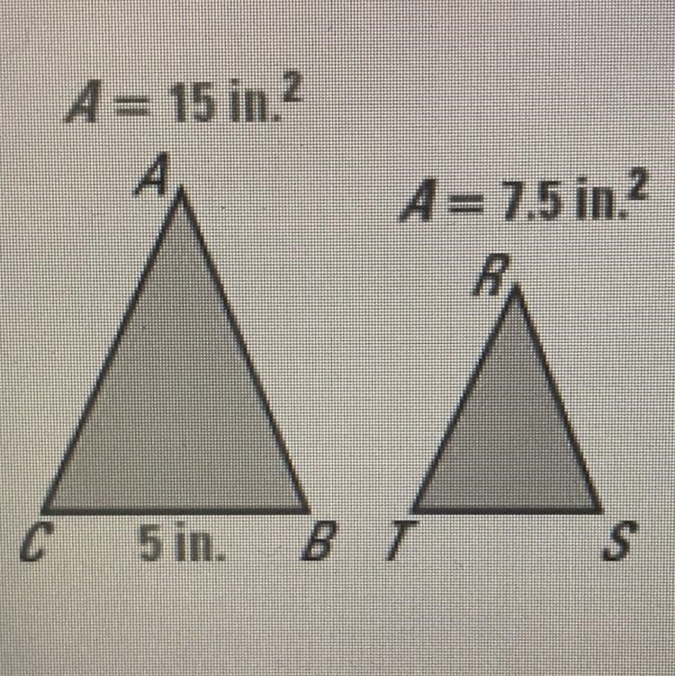 Triangles ABC and RST are similar. Find ST.-example-1