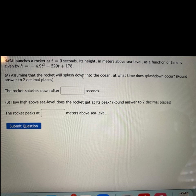 Question 10 < > B0/1 pt 3 16 Details NASA launches a rocket at t = 0 seconds-example-1