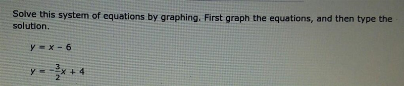 Solve this system of equations by graphing. First graph the equations, and then type-example-1