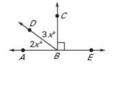 What is the value of x and the measure of ∠DBC, respectively? A. x = 3; ∠DBC = 9 B-example-1