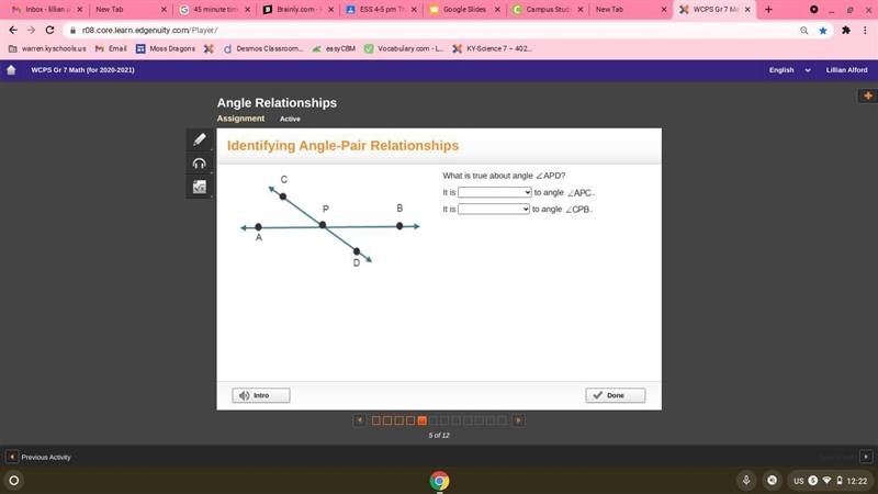 PLS HELP I WILL MARK BRAINLESS What is true about angle ∠APD? It is to angle Angle-example-1