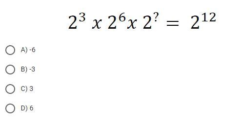 2^3 x 2^6 x 2^? = 2^12-example-1