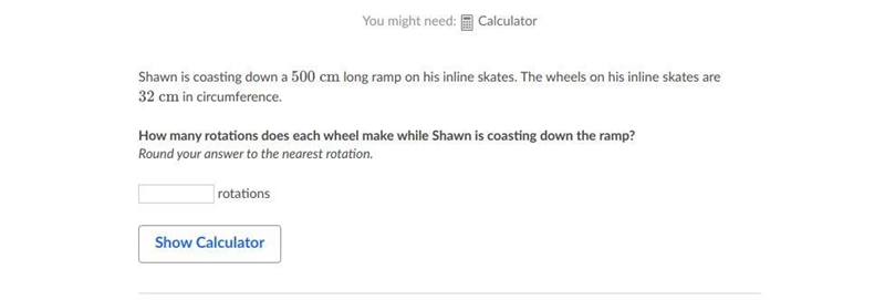 How many rotations does each wheel make while Shawn is coasting down the ramp?-example-1