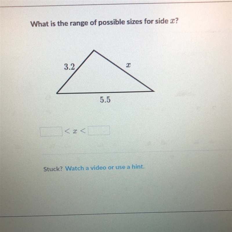 What is the range of possible sizes for side ? 3.2 5.5-example-1