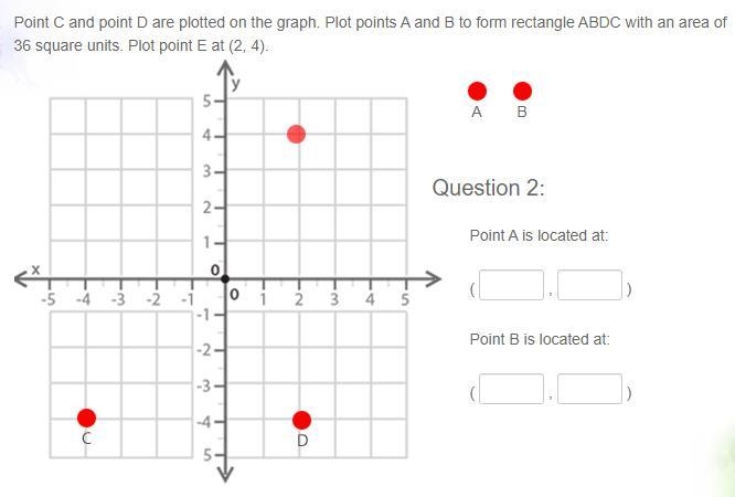 ㅤpoint c and point d are plotted on the graph. plot points a and b to form rectangle-example-1