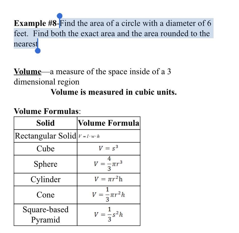 Find the area of a circle with a diameter of 6 feet. Find both the exact area and-example-1