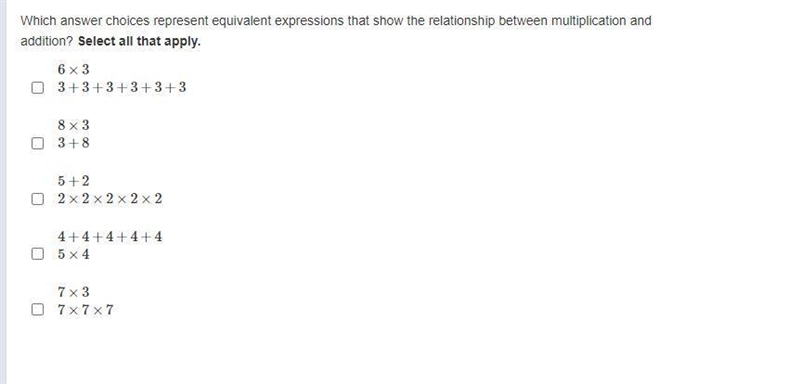 Which answer choices represent equivalent expressions that show the relationship between-example-1