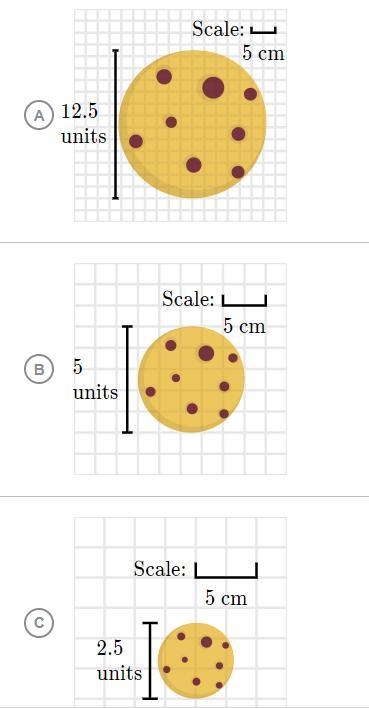 Leonardo draws a cookie on graph paper using the scale shown below. The cookie has-example-1