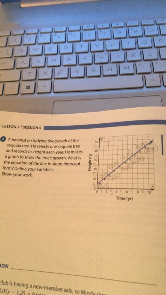 I already did the graph I just need to know what the equation of the line in slope-example-1