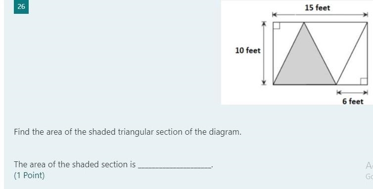 Find the area of the shaded triangular section of the diagram. The area of the shaded-example-1