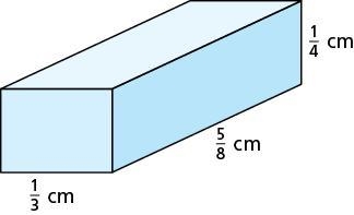 Find the volume of the prism. Write your answer as a fraction. V= cm3-example-1