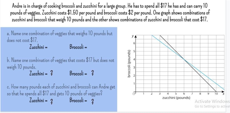 NEED HELP NOWW!!! Andre is in charge of cooking broccoli and zucchini for a large-example-1