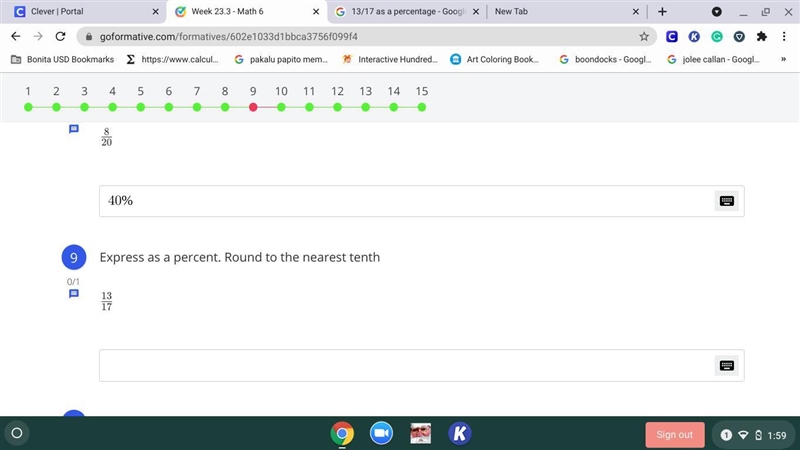 Express as a percent. Round to the nearest tenth-example-1