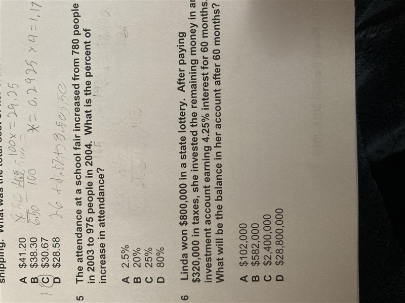 Please help me with #5 Simple Interest: formula I=PRT P=$ or principal R=% T=time-example-1