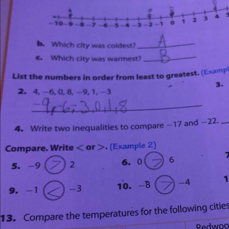 Please write 2 inequalities to compare -17 and -22!-example-1