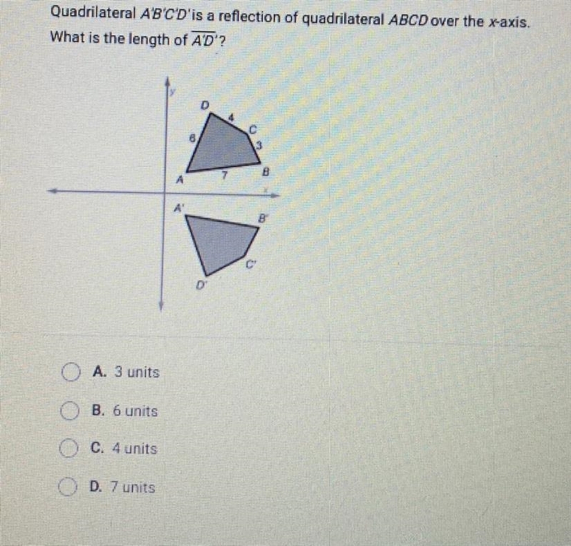 Please helppp Quadrilateral A’B’C’D is a reflection of quadrilateral ABC D over the-example-1