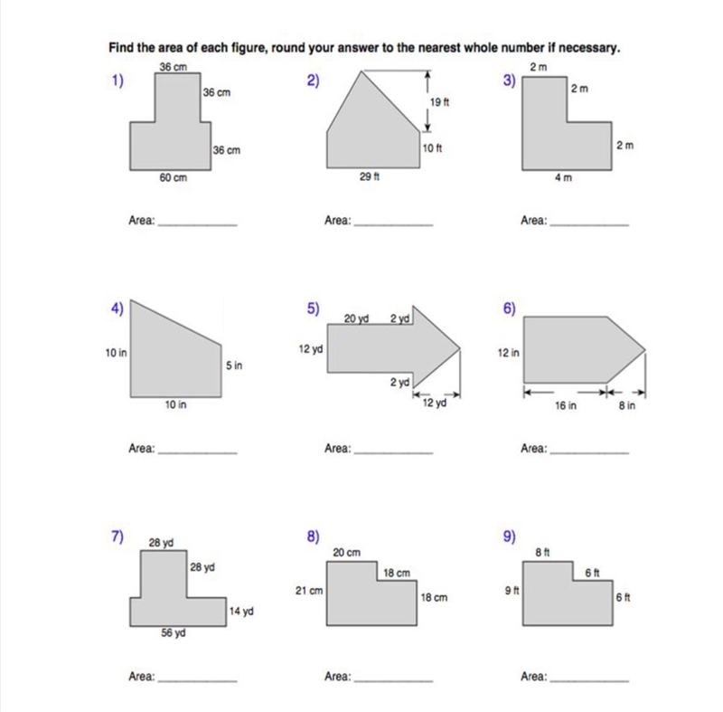 Please find the area of each figure.-example-1