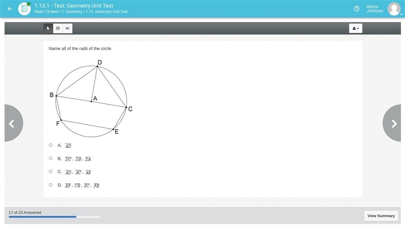 Name all of the radii of the circle. Ok guys im soooo sorry!!!-example-1