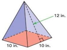 Find the surface area of the square pyramid shown below.-example-1