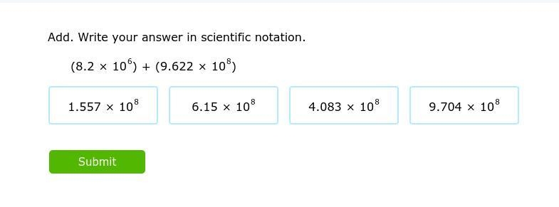 Add. Write your answer in scientific notation-example-1