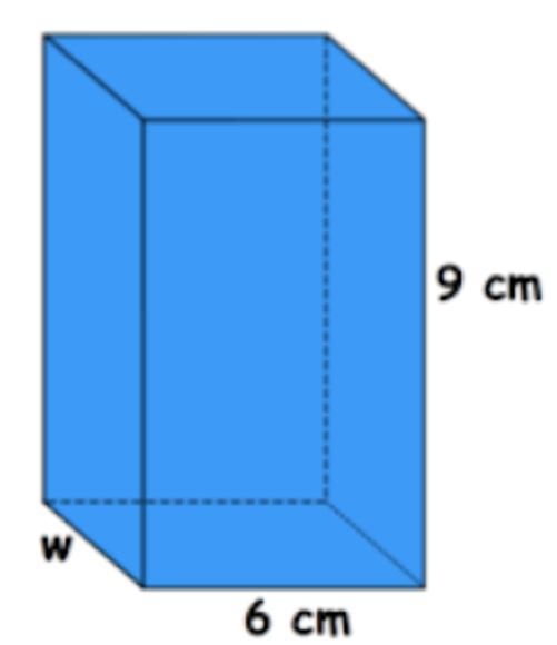 What is the width of this rectangular prism if the volume is 162 cm cubed? A. 3 cm-example-1