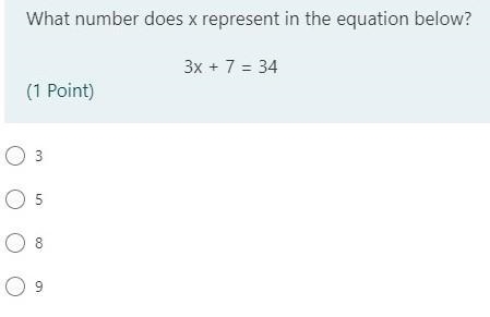 What number does x represent in the equation below? 3x + 7 = 34-example-1