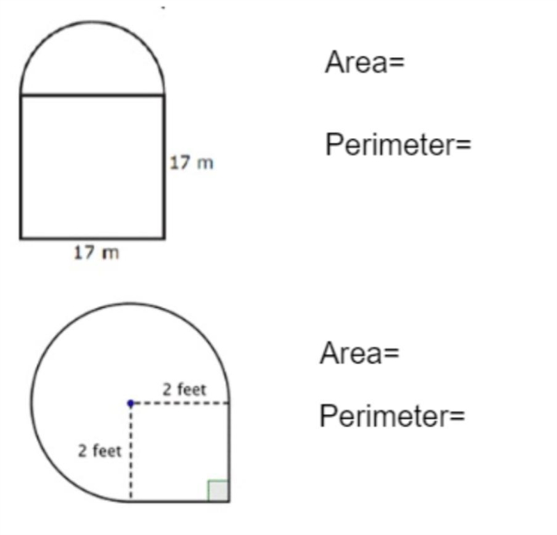 What is the area and perimeter for these two shapes?-example-1