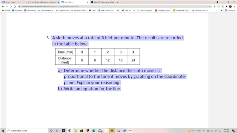 Please solve A sloth moves at a rate of 6 feet per minute. The results are recorded-example-1